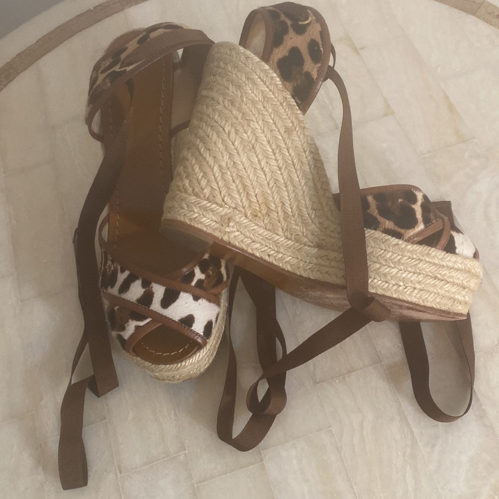 Dolce&Gabbana leopard print pony hair, leather sandals, s 39 - Picture 2 of 12